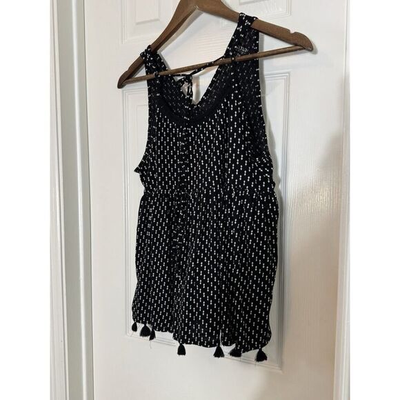 M Black Sleeveless Tank Y2K Babydoll Romantic Whimsigoth Empire Boho Fairy - Picture 4 of 9